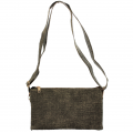 10015- BROWN PU LEATHER TRI POCKET CLUTCH / CROSS BODY BAG